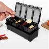 kitchen Black Acrylic Spice Container Kitchen Seasoning Box Salt Shaker Spice Jar with 4 Spoons view 4