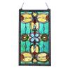 Benjara CH1P229TV26-GPN Jenice Tiffany-Style Victorian Stained-Glass Window Panel 26" Height, Teal view 1