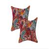 Sophia-Art Indian Square Paisley Cotton Kantha Decorative Sofa Traditional Decor Handmade Bohemian Ethnic Embroidery Cushion Cover (Red, 02 Pcs Set (16"x 16")) view 1