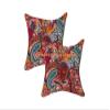 Sophia-Art Indian Square Paisley Cotton Kantha Decorative Sofa Traditional Decor Handmade Bohemian Ethnic Embroidery Cushion Cover (Red, 02 Pcs Set (16"x 16")) view 2