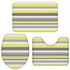 3 Pieces Bathroom Rugs and Mats Sets Yellow Gray Stripe,Non Slip Water Absorbent Bath Rug, Toilet Seat/Lid Cover, U-Shaped Toilet Mat, Home Decor Doormats,Striped Art view 3