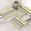 3 Pieces Bathroom Rugs and Mats Sets Yellow Gray Stripe,Non Slip Water Absorbent Bath Rug, Toilet Seat/Lid Cover, U-Shaped Toilet Mat, Home Decor Doormats,Striped Art view 4