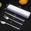 DEVICO Travel Utensils, Portable 18/8 Stainless Steel Silverware Flatware Set, Include Fork Spoon Chopsticks with Case (Purple) view 3
