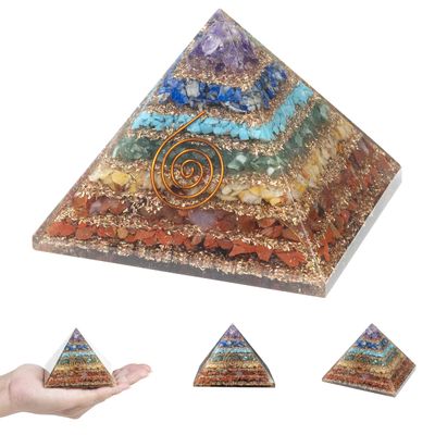 55mm orgone pyramid amazonite protection crystals reiki supplies healing stones, organite pyramid for good luck gift for women men gemstone crystal chakra charm orgone generator orgonite collection
