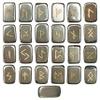 Crocon Golden Pyrite Rectangle Shape Gemstone Runes with Elder Futhark Alphabet Engraved 25 pcs Rune Set Crystal Divination Healing Chakra Reiki Runes Set with a Pouch Size : 20-25mm view 1
