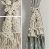 2Pcs Curtain Tiebacks Ropes Tassel Holdbacks Handmade Cotton Rope Window Curtain Buckle Clip Holder Boho Macrame Drapery Tie-Backs Ropes Decorative Rope Curtains Ties for Home Office Dorm Patio view 3