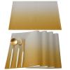 Greeeen Placemats Set of 6 Gradient Color Gray to Mustard Yellow Heat Resistant Place Mat for Dining Table Washable Burlap Cotton Table Mats view 2