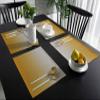 Greeeen Placemats Set of 6 Gradient Color Gray to Mustard Yellow Heat Resistant Place Mat for Dining Table Washable Burlap Cotton Table Mats view 4