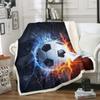 3D Sports Football Fleece Throw Blanket for Kids Teens Boys - Soccer Ball Plush Sherpa Luxury Ice and Fire Fuzzy Blanket - Sports Theme Games for Sofa Bed Couch, King 87x95 Inch view 2