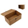 Amosfun Rattan Box Rattan Storage Basket with lid Wicker Box top email for Counter Boxes Picnic Covered- New Seaweed with Button Woven- Basket Straw Woven Debris Desktop Wicker view 2