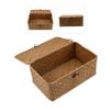 Amosfun Rattan Box Rattan Storage Basket with lid Wicker Box top email for Counter Boxes Picnic Covered- New Seaweed with Button Woven- Basket Straw Woven Debris Desktop Wicker view 4