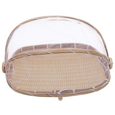 Cabilock 1pc Handmade Woven Picnic Basket Net Cover Fruit Storage for Outdoor Use and Design for Food and Bread Organization