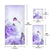 ALAZA Purple Rose Flower Butterfly Towel Bathroom Sets 1 Bath Towel 1 Hand Towel 1 Washcloth Soft Luxury Decorative Set of 3 Towels Multipurpose for Kitchen Home Spa Beach view 3