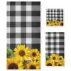 ALAZA Sunflower Towel Bathroom Sets White Black Buffalo Plaid 1 Bath Towel 1 Hand Towel 1 Washcloth Soft Highly Absorbent Decorative Towels for Beach Gym Spa, Buffalo Plaid Kitchen Decor view 1