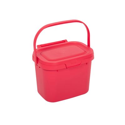 Addis Everyday Kitchen Food Waste Compost Caddy Bin, 4.5 Litre, Pomegranate