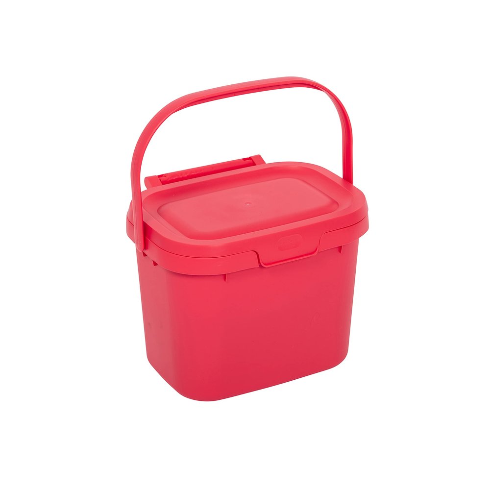 Addis Everyday Kitchen Food Waste Compost Caddy Bin, 4.5 Litre, Pomegranate