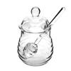 Amosfun 250ml honey pot jar and dipper set glass dippers mini jars spoon with container dispenser- Glass Honey Pot Set Transparent Clear Jam view 1