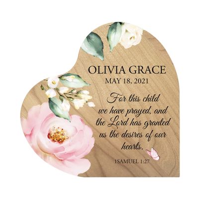 LifeSong Milestones Personalized Solid Wood Heart Decoration Favors Unique Home Decor Housewarming Gift from Daughter Son Niece Nephew 5x5.75 for This Child (Maple)