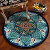 2021 National Wind Retro Mandala Round Carpet European Classical Balcony Coffee Table Hanging Basket Living Room Decoration Floor Mat Sky Blue 90x90cm view 1