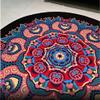 2021 National Wind Retro Mandala Round Carpet European Classical Balcony Coffee Table Hanging Basket Living Room Decoration Floor Mat Sky Blue 90x90cm view 2