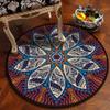 2021 National Wind Retro Mandala Round Carpet European Classical Balcony Coffee Table Hanging Basket Living Room Decoration Floor Mat Orange 90x90cm view 1