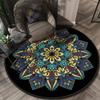 2021 Round Carpet European National Style Balcony Living Room Carpet Bedroom Mat Blue 70x70cm view 1