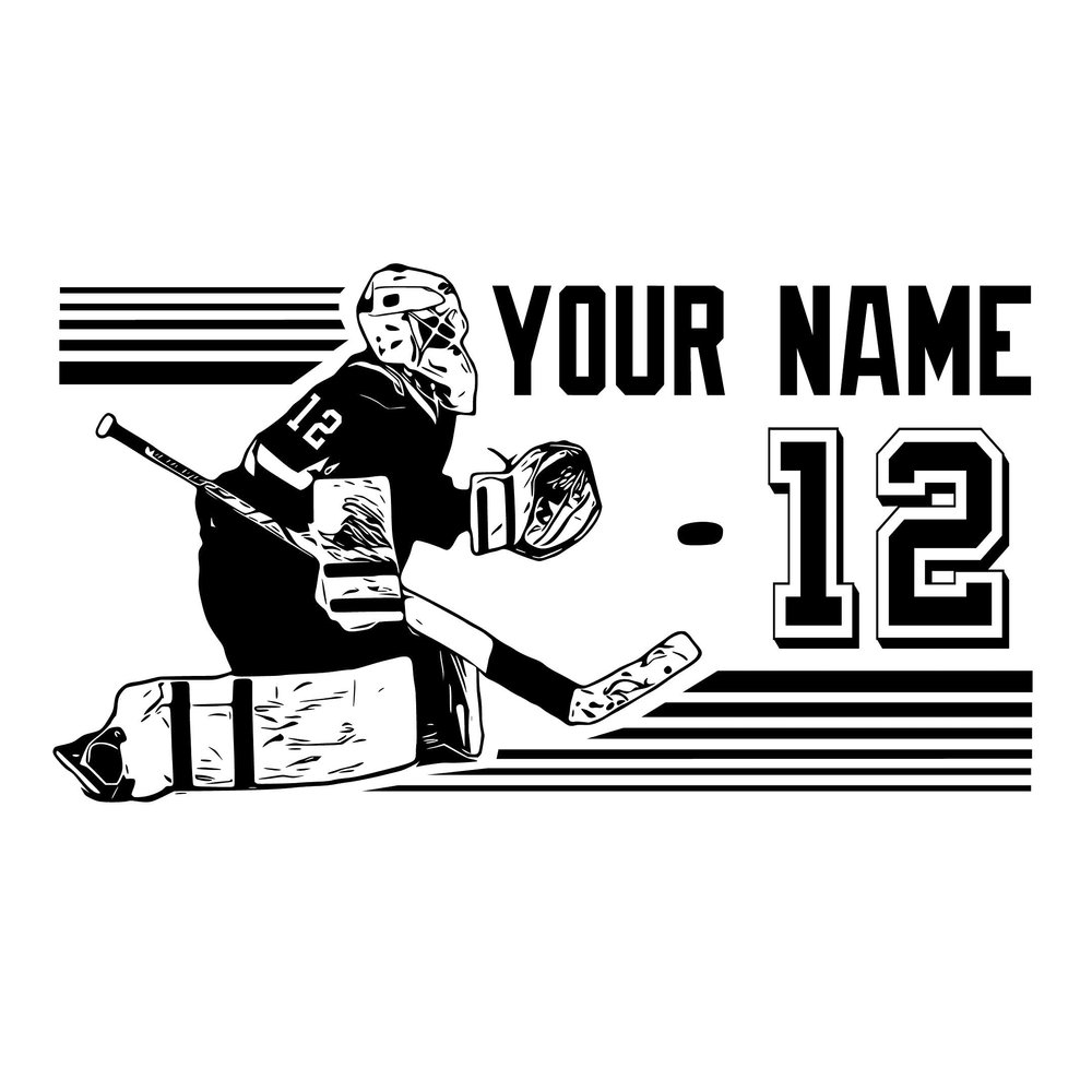 Personalized Hockey Goalie Player Wall Decal - Choose Your Name and Number Custom Player Jerseys Sport Vinyl Sticker Decor Kids Bedroom Des-3 (22x40 in)