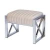 SEI Furniture Ellison Velveteen Ottoman, Champagne w/Chrome view 1