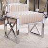 SEI Furniture Ellison Velveteen Ottoman, Champagne w/Chrome view 2