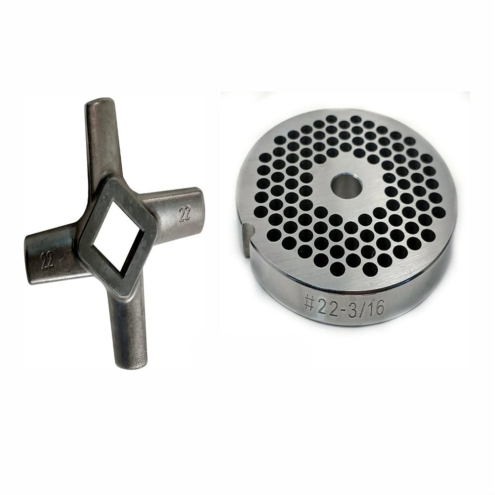 #22 3/16" Reversible Meat Grinder Plate - Cozzini Cutlery Imports (#22-3/16 Plate with Grinder Knife)