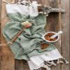 Madamelique Exclusive Hand Towels Set of 2-18 x 40 Inches - Decorative Bathroom Peshtemal Towel for Hand, Face, Hair, Yoga, Tea, Dishcloth, Kitchen and Bath - 100% Pure Cotton (Olive) view 2
