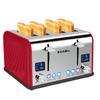 Toaster 4 Slice, KitchMix Bagel Stainless Toaster with LCD Timer, Extra Wide Slots, Dual Screen, Removal Crumb Tray (Red) view 1
