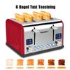 Toaster 4 Slice, KitchMix Bagel Stainless Toaster with LCD Timer, Extra Wide Slots, Dual Screen, Removal Crumb Tray (Red) view 3