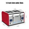 Toaster 4 Slice, KitchMix Bagel Stainless Toaster with LCD Timer, Extra Wide Slots, Dual Screen, Removal Crumb Tray (Red) view 4