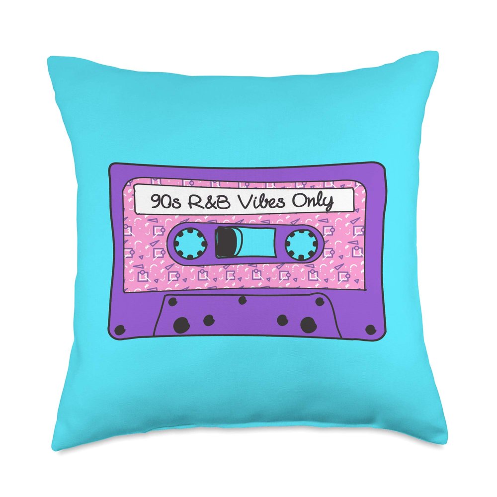 90s R&B Vibes Only Cassette Tape Nineties RnB Hip Hop Soul Throw Pillow