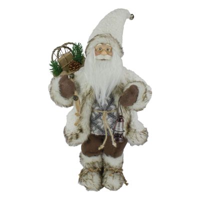 12" Standing Snow Lodge Santa Christmas Figure with a Lantern