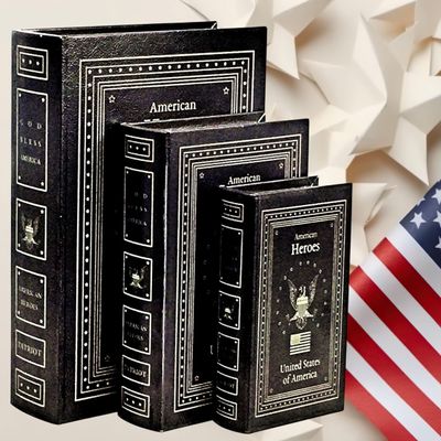 Bellaa 24964 Decorative Book Box Patriotic American Heroes Vintage Hidden Secret Storage Jewelry Keepsake Antique Veteran Police Fire Military Army Navy Healthcare