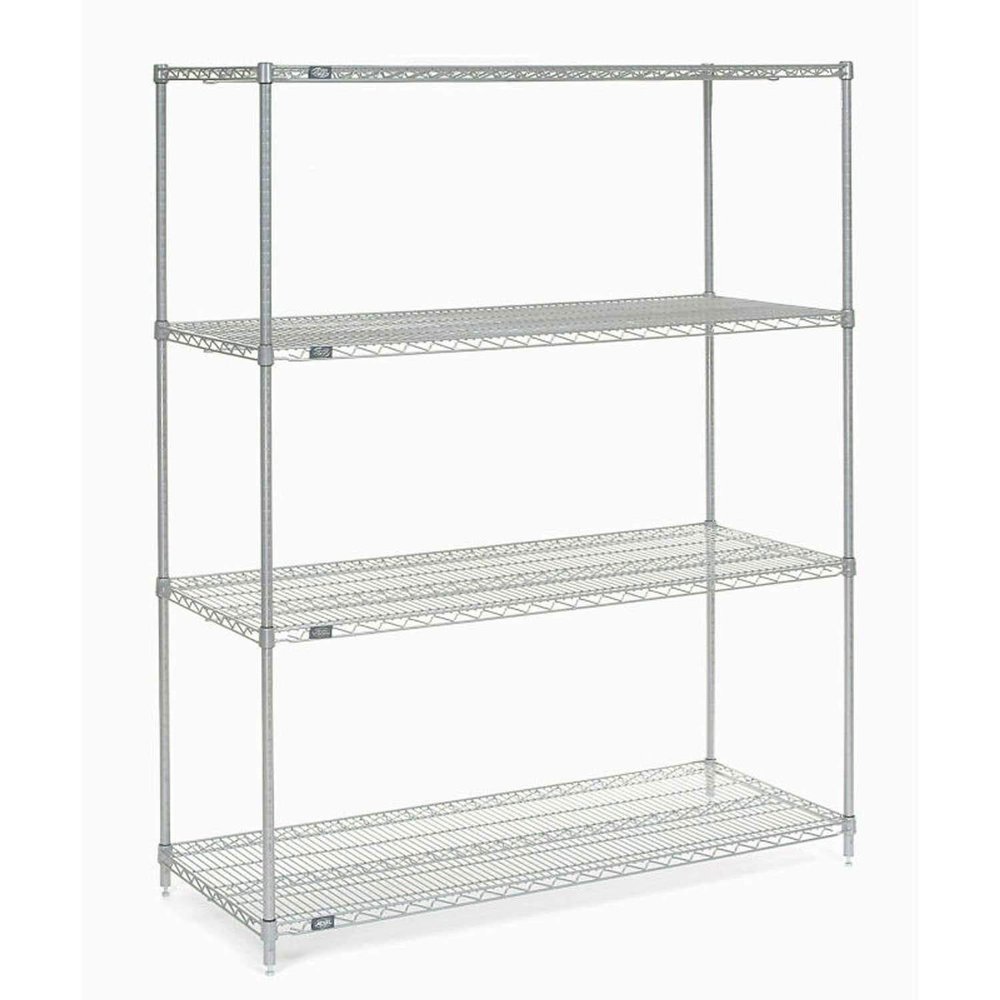 Nexel 5 Tier Chrome Wire Shelving Starter Unit, 54" W x 24" D x 63" H