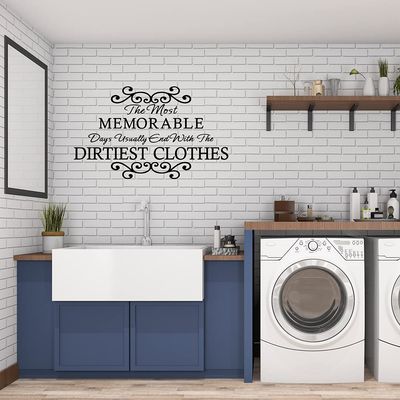 YOKIKI Vinyl Phrase Decals Laundry Room PVC Wall Decals Home Decor for Living Room Bedroom Sticker Wall Mural