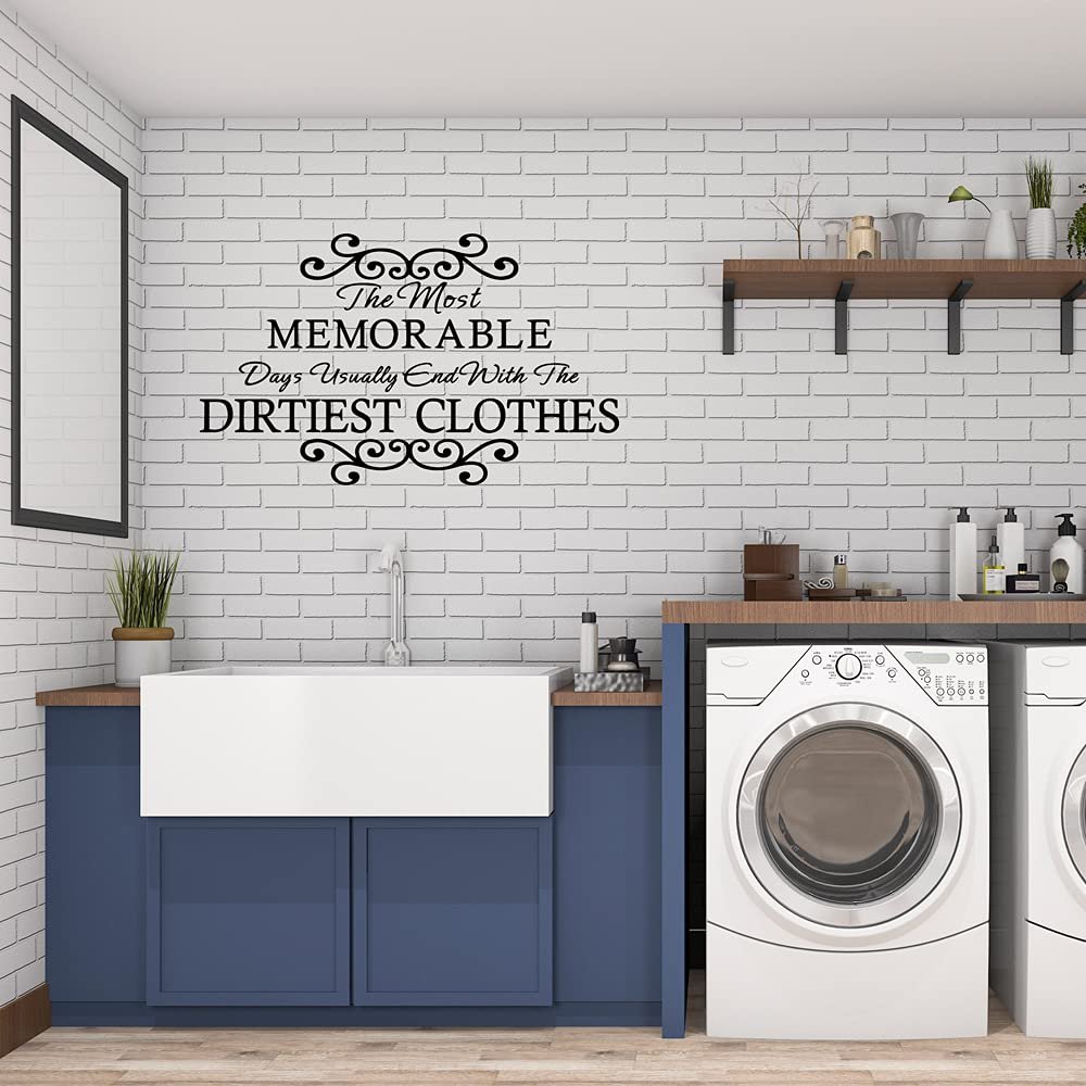 YOKIKI Vinyl Phrase Decals Laundry Room PVC Wall Decals Home Decor for Living Room Bedroom Sticker Wall Mural