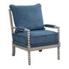 OSP Home Furnishings Abbott Spindle Accent Chair with Padded Spring Seat and Brushed Grey Base, Azure Blue Fabric view 1