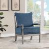 OSP Home Furnishings Abbott Spindle Accent Chair with Padded Spring Seat and Brushed Grey Base, Azure Blue Fabric view 2
