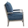 OSP Home Furnishings Abbott Spindle Accent Chair with Padded Spring Seat and Brushed Grey Base, Azure Blue Fabric view 4