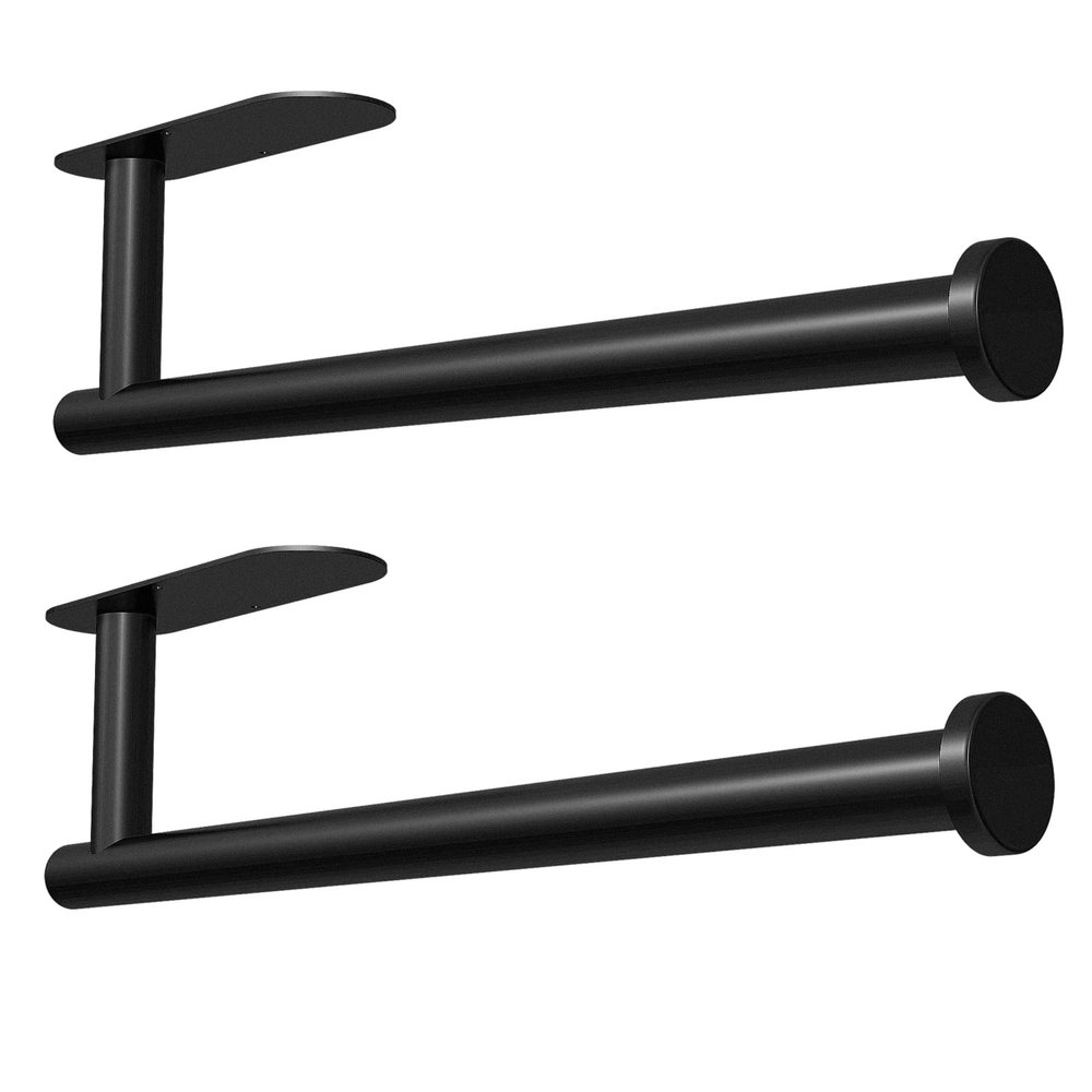 DEKAVA Under Cabinet Wall Mount Paper Towel Holder, Self-Adhesive Bar, Stainless Steel 13 inch (Black, 2)