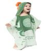 TONWHAR Kids Bath/Pool/Beach Hooded Poncho Towel-Cartoon Animal Pattern Cotton Beach Towel for Baby and Kids (Army Green Dinosaur, 1-4 Years/Height:33.4"-43.3") view 1