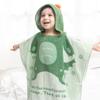 TONWHAR Kids Bath/Pool/Beach Hooded Poncho Towel-Cartoon Animal Pattern Cotton Beach Towel for Baby and Kids (Army Green Dinosaur, 1-4 Years/Height:33.4"-43.3") view 2