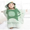TONWHAR Kids Bath/Pool/Beach Hooded Poncho Towel-Cartoon Animal Pattern Cotton Beach Towel for Baby and Kids (Army Green Dinosaur, 1-4 Years/Height:33.4"-43.3") view 3