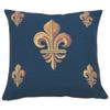 Charlotte Home Furnishings French Throw Pillow Cover 19x19 in, Five Fleur de LYS Blue Decorative Pillow Cover for Bed and Sofa, Home Decor Cushion Cases for Living Room, Soft Cotton Jacquard Woven view 1