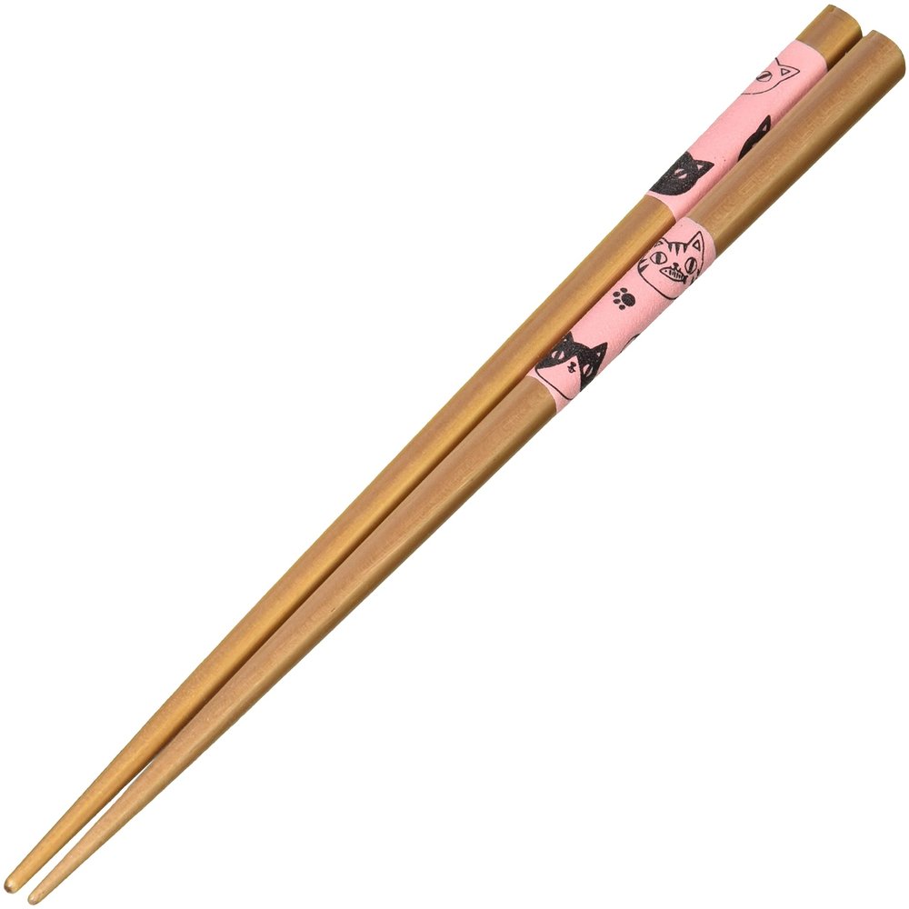 Ceramic Indigo Cat 3 Brothers Checkered Chopsticks Pink 23132 21cm