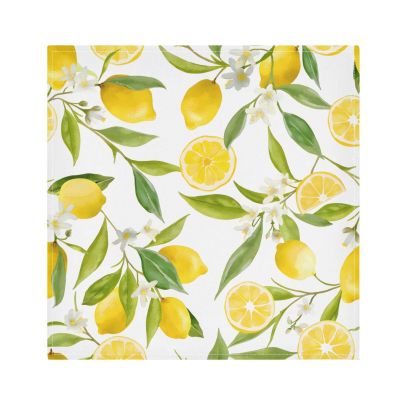 Lemon Flowers Cloth Napkins Washable Reusable Polyester Dinner Napkins 20 x 20 Inch for Home Weddings Parties Holiday Table Napkins Set of 1